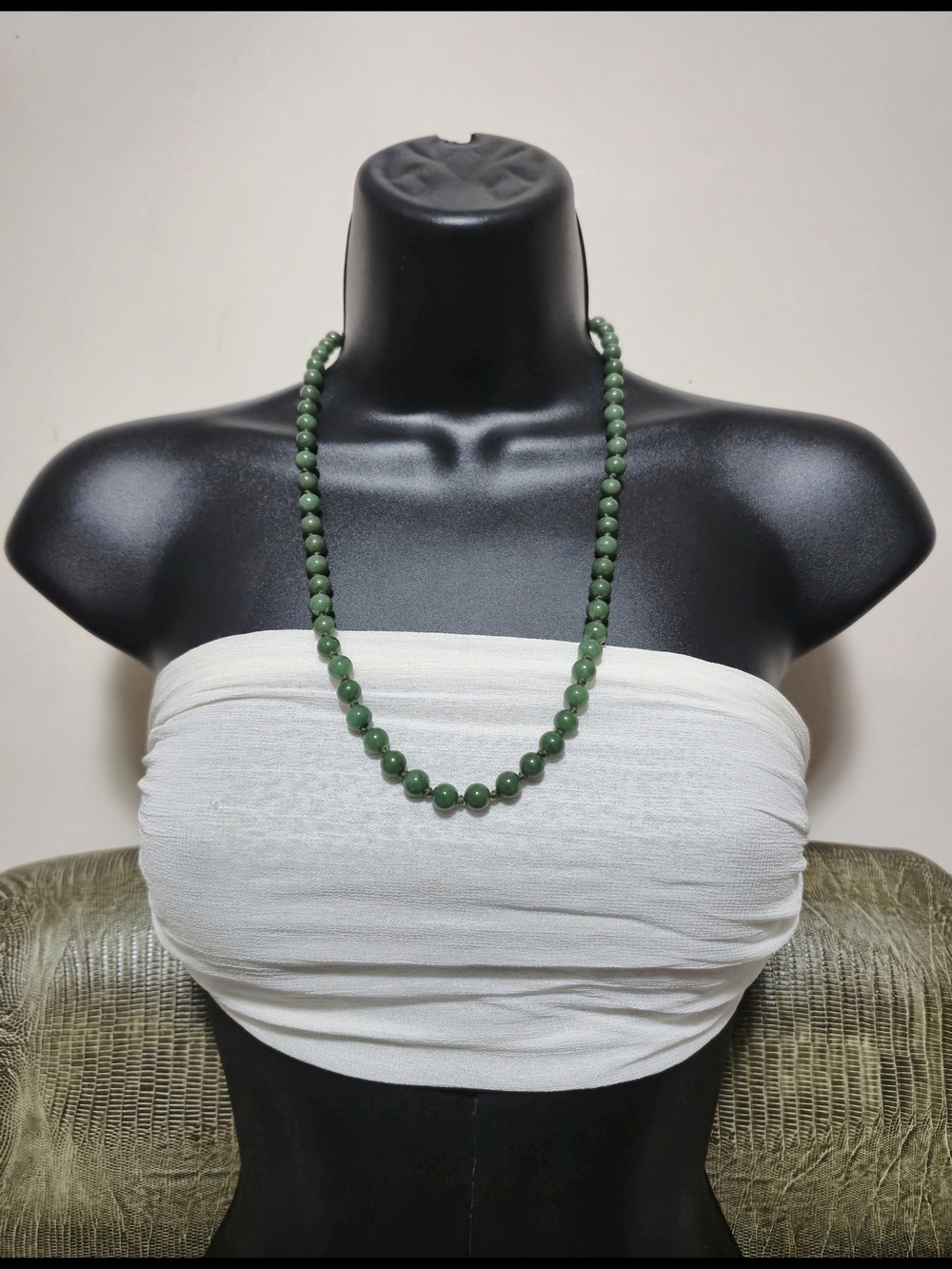 Authentic Nephrite Jade Bead Necklace - Elegant Women's Jewelry